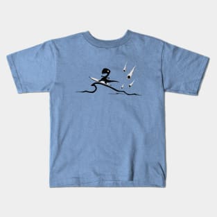 Surfer T-Rex Dino | Surf the Meteor Wave Kids T-Shirt